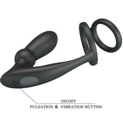 PRETTY LOVE - EMONI PENISRING + ANAL PLUG 12 VIBRATIONEN SCHWARZ PRETTY LOVE