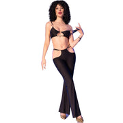 CHILIROSE - CR 4851 SCHWARZES TOP UND LEGGINGS-SET MIT GOLDENEN ACCESSOIRES L CHILIROSE SETS