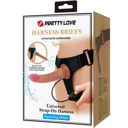 PRETTY LOVE - KYTON UNIVERSAL HARNESS SLIP MIT SQUIRTING DILDO 19 CM MULATO PRETTY LOVE