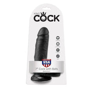 KING COCK - 7 DILDO SCHWARZ MIT EIER 17.8 CM KING COCK