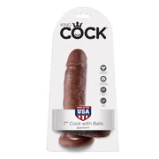 KING COCK - 7 DILDO BRAUN MIT EIER 17.8 CM KING COCK