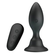 MR PLAY - ANALSTECKER MIT VIBRATION, SCHWARZE FERNBEDIENUNG - ENGEFREUNDE.COM