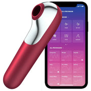 SATISFYER - DUAL LOVE VIBRATOR UND SAUGER MIT PULSIERTER LUFT ROT SATISFYER CONNECT