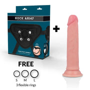 ROCKARMY - HARNESS + FLÜSSIGER SILIKONDILDO PREMIUM AVENGER 19 CM -O- 3.98 CM ROCK ARMY